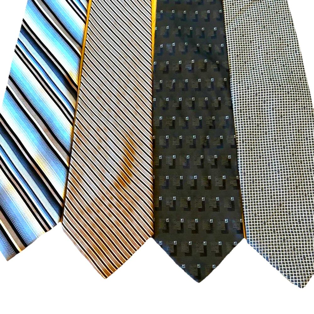 4 Versatile Neckties Brown Black Stripes Academia Preppy Business, Office Wear